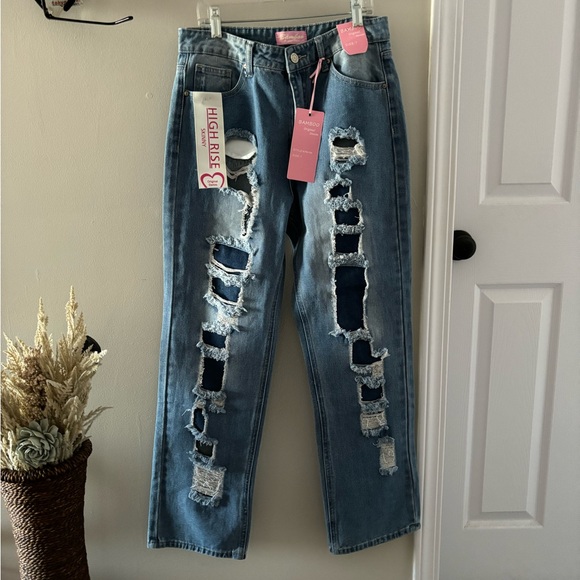 BAMBOO Denim - NWT distressed high rise Bamboo jeans